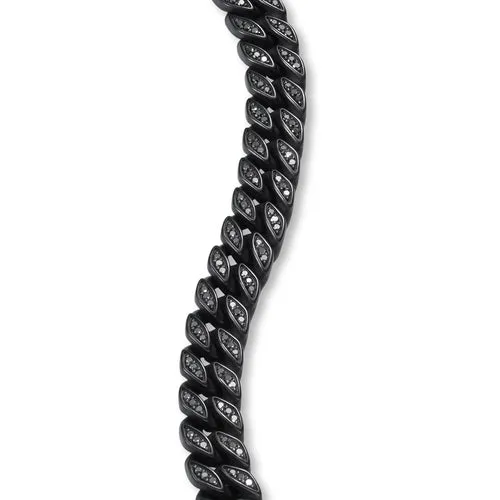 Curb Chain Bracelet in Black Titanium with Black Diamonds, 8mm