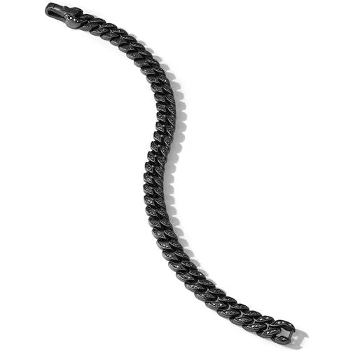 Curb Chain Bracelet in Black Titanium with Black Diamonds, 8mm