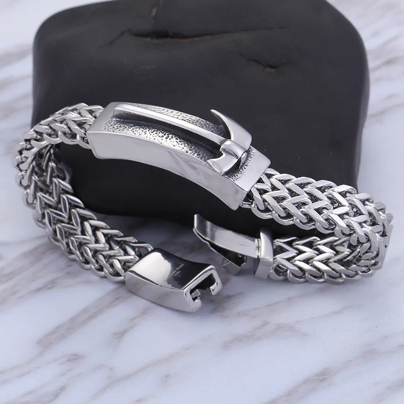 Custom Engraved Titanium Steel Men's Bracelet - Retro European and American Style