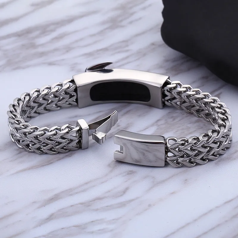 Custom Engraved Titanium Steel Men's Bracelet - Retro European and American Style