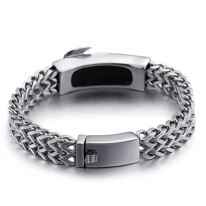 Custom Engraved Titanium Steel Men's Bracelet - Retro European and American Style