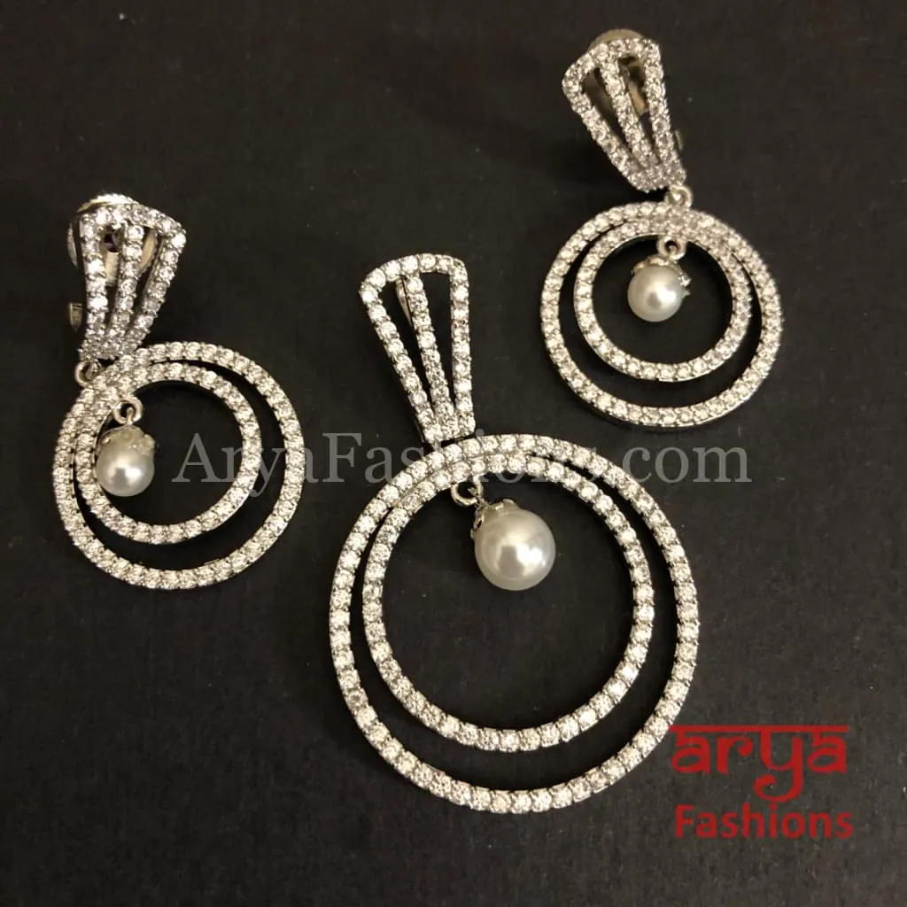 CZ Pendant Set with Beautiful Round Earrings