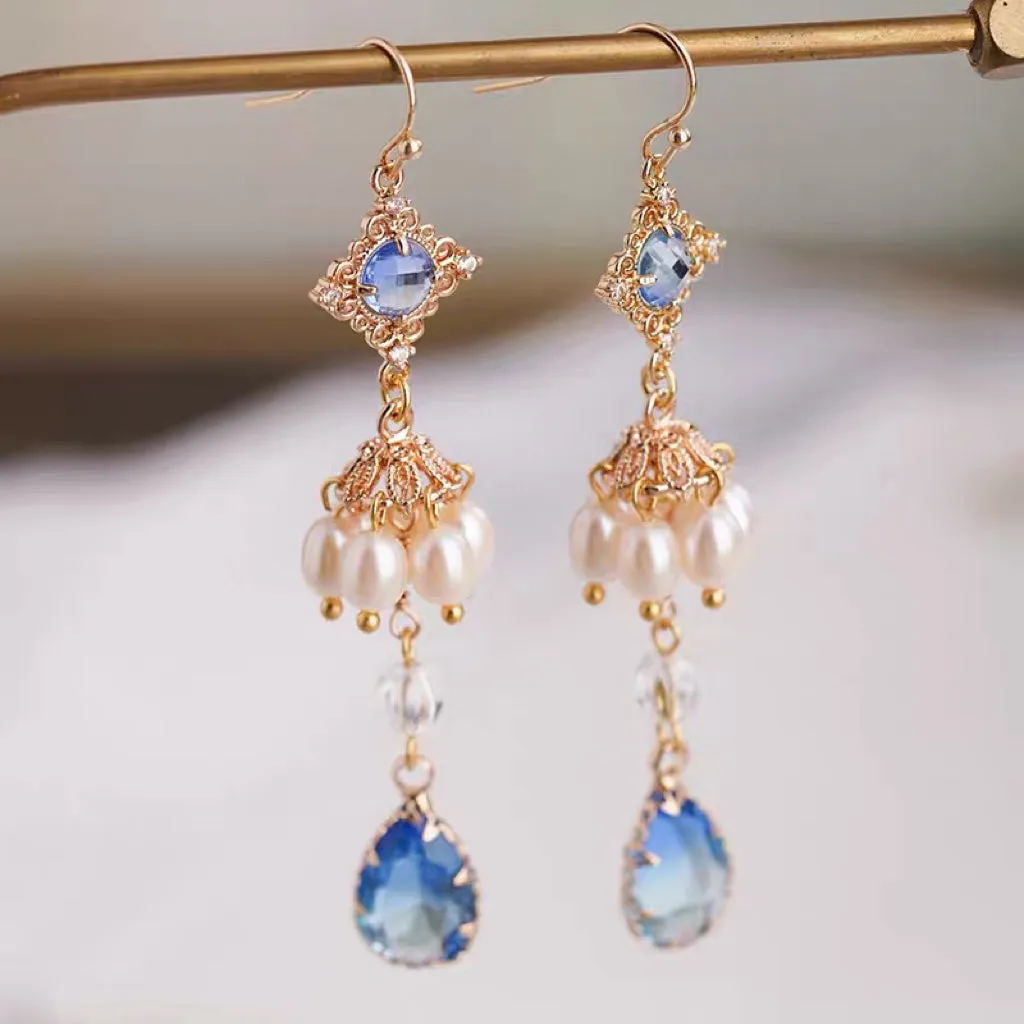 Dangle Earrings: Sapphire of Tang