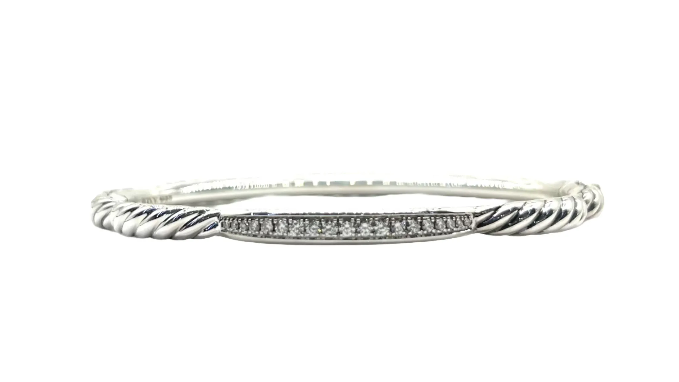 David Yurman Sterling Diamond Scalloped Bangle