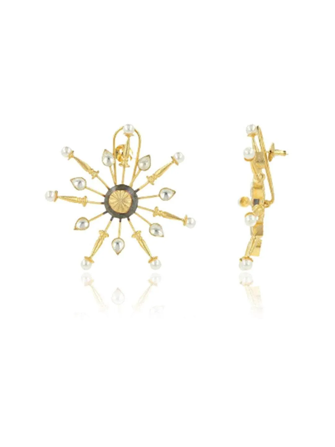 Diamond Sunburst Two Tonned Stud Earring