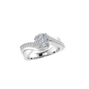 Diamond Twist Cluster Ring