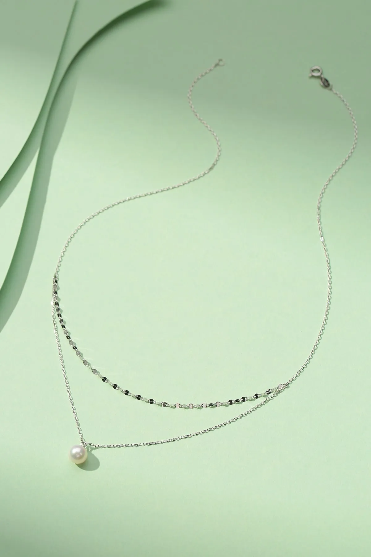 Double Layer Chain Pearl Pendant Necklace