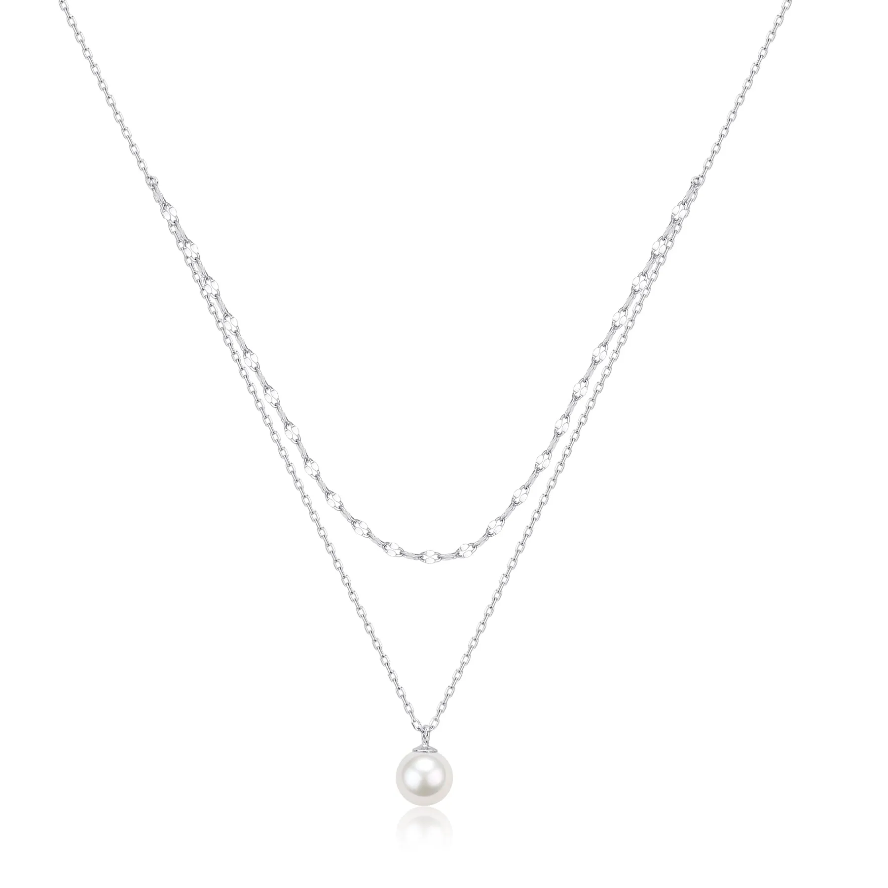 Double Layer Chain Pearl Pendant Necklace