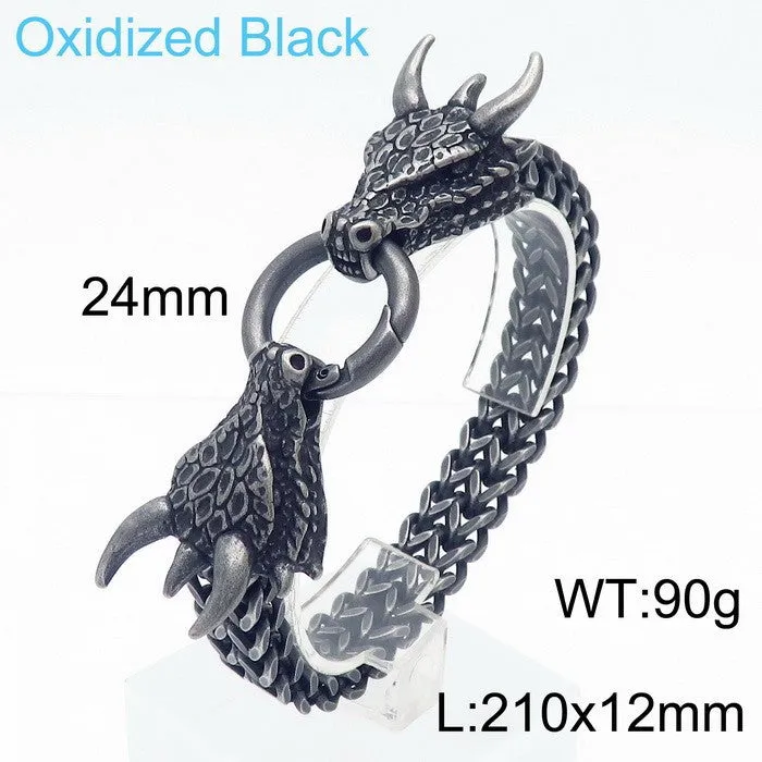 Dragon Animal Titanium Steel Locomotive Bracelet for Men by Planderful Collection