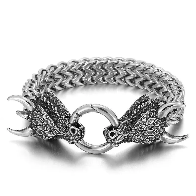 Dragon Animal Titanium Steel Locomotive Bracelet for Men by Planderful Collection