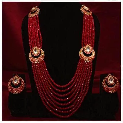 Drop Meena Bali Long Necklace And Earring Set