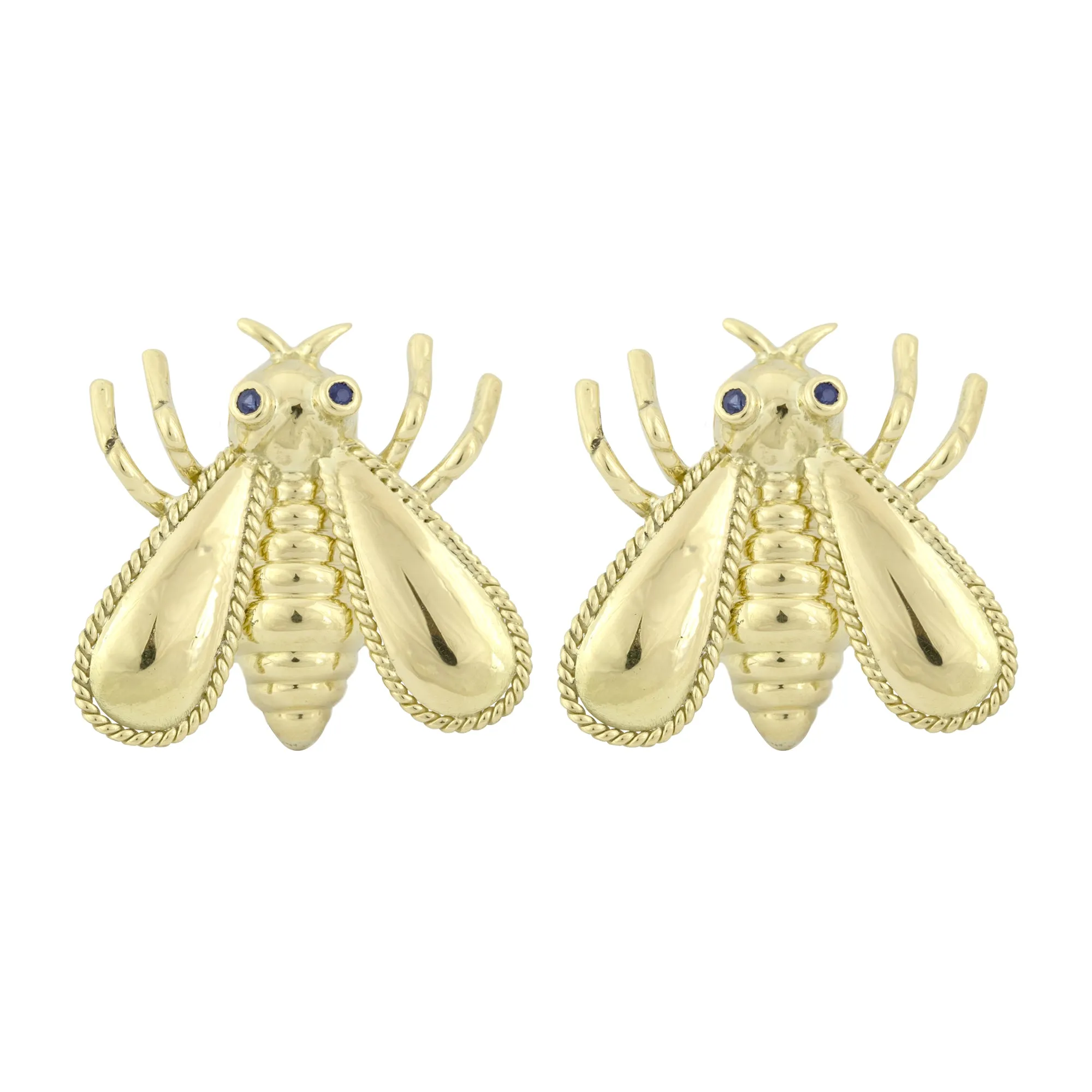 Earrings - 18k Gold With Blue Sapphire