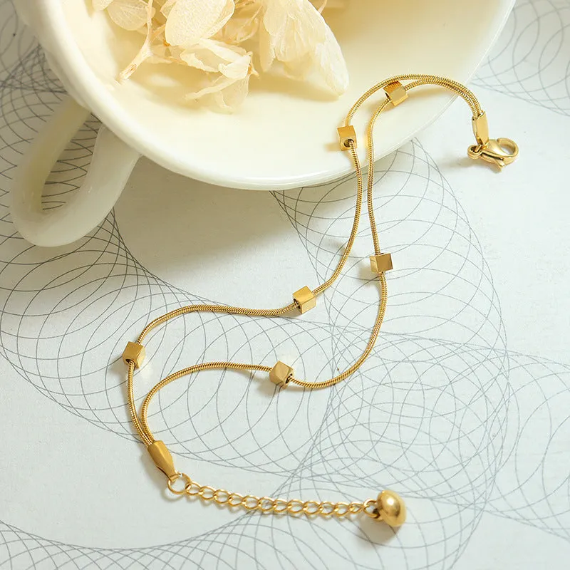 Elegant French Minimalist Gold-Plated Bracelet with Snake Bone Chain