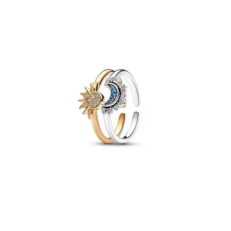 Elegant Sun And Moon Stackable Ring