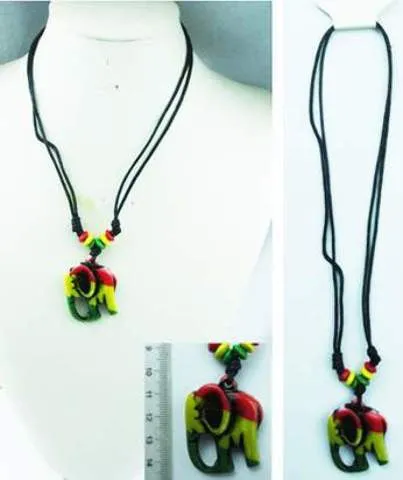 elephant necklace rasta colors Case of 24