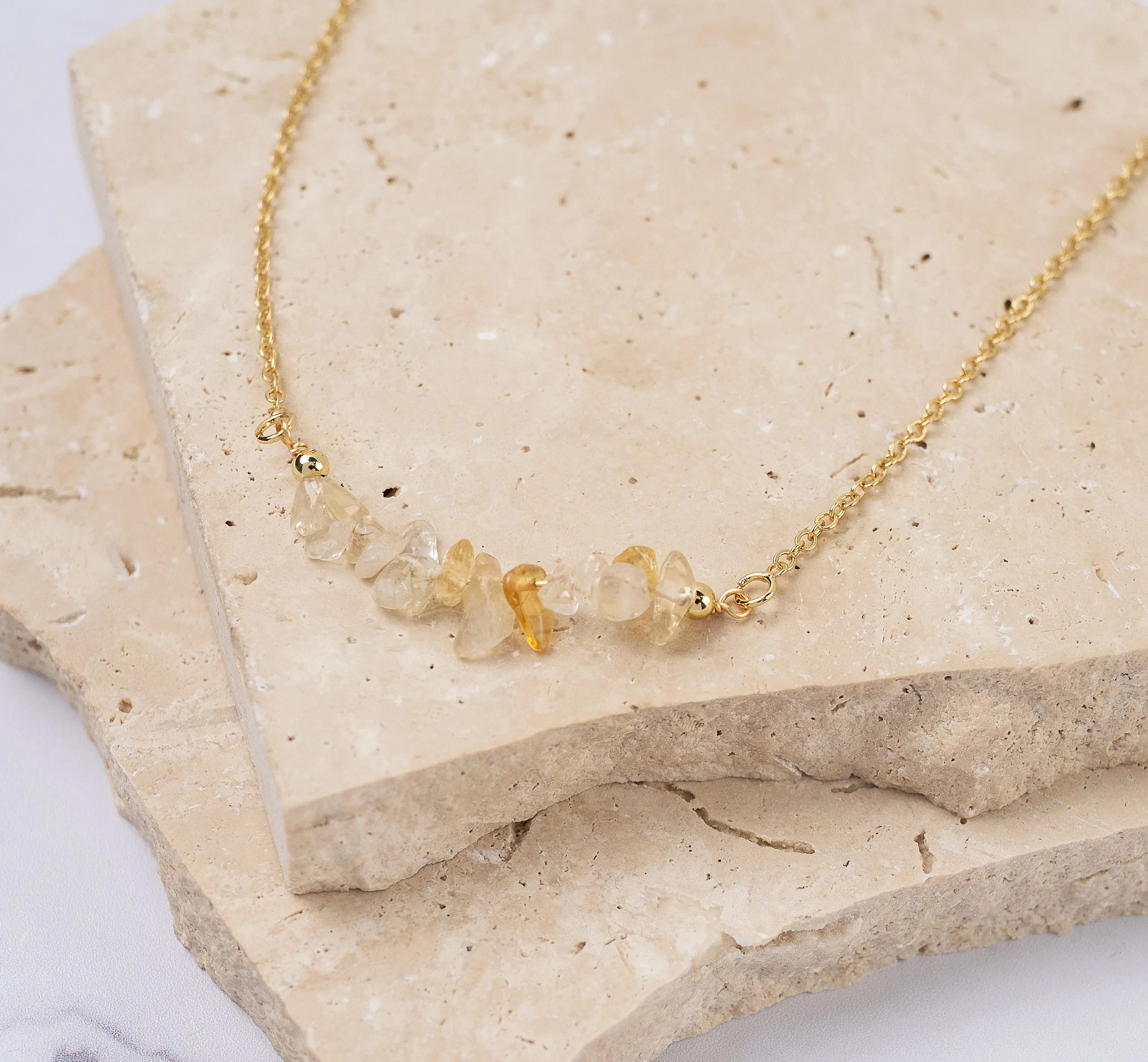 Ella 14k gold plated natural stone necklace