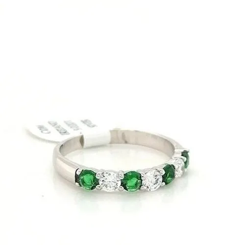 Emerald & Diamond Cubic Zirconia Straight Ring