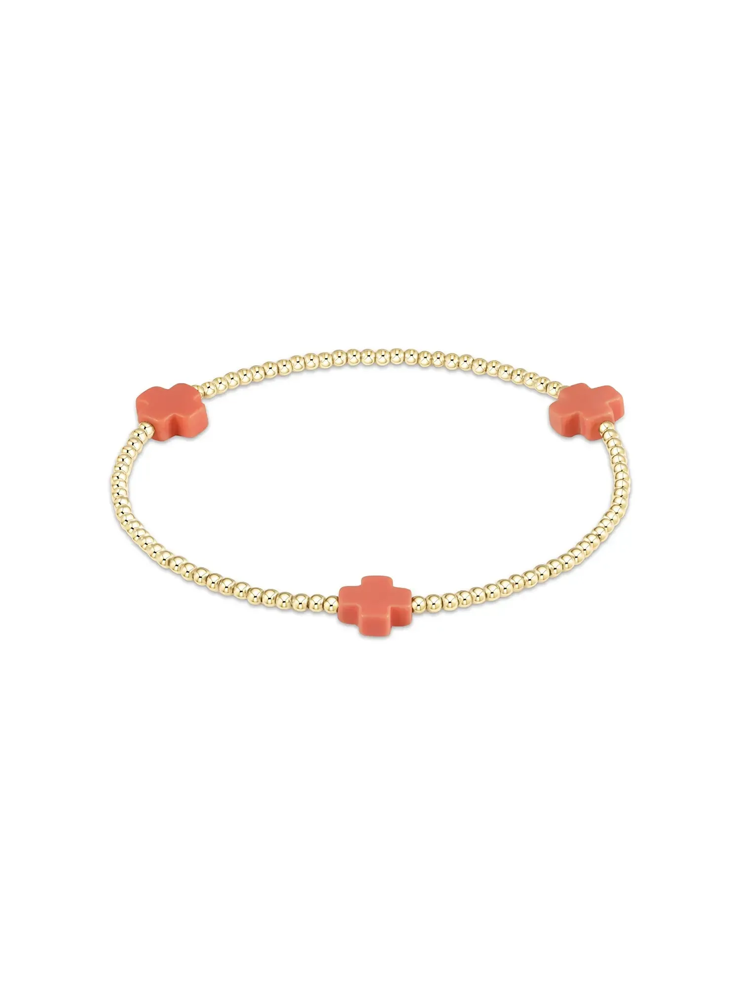 enewton Signature Cross Pattern Gold Bead Bracelet: 2mm