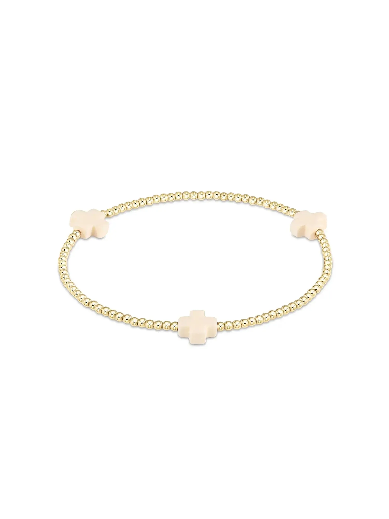 enewton Signature Cross Pattern Gold Bead Bracelet: 2mm