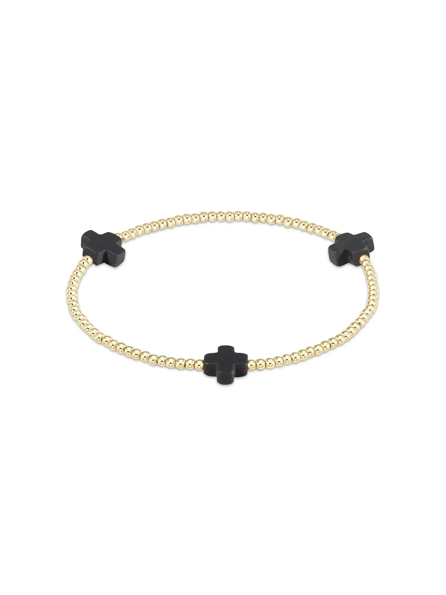 enewton Signature Cross Pattern Gold Bead Bracelet: 2mm