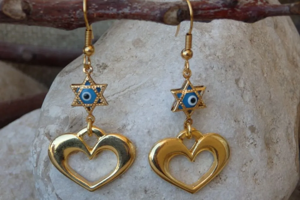 Evil eye star of david earrings.