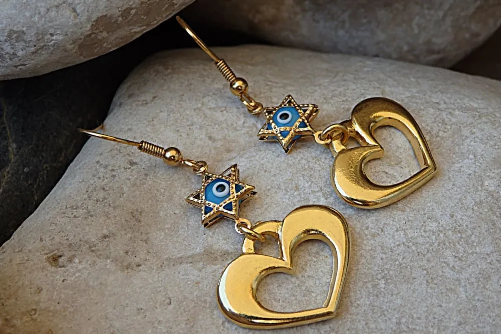 Evil eye star of david earrings.