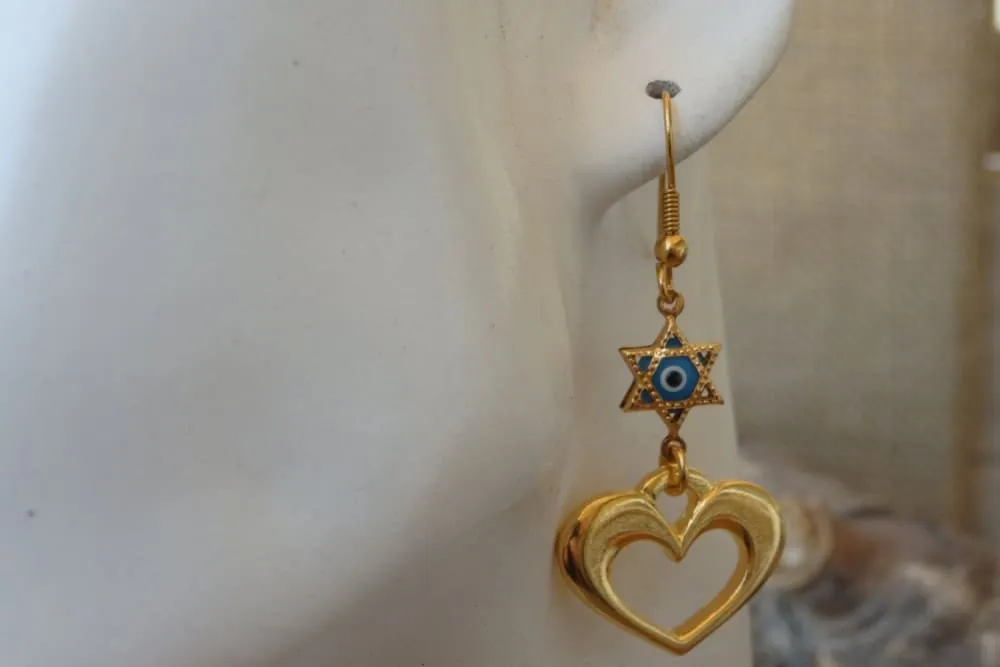 Evil eye star of david earrings.