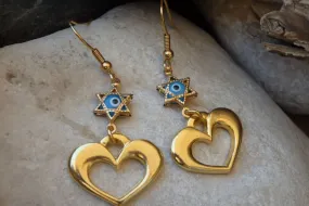 Evil eye star of david earrings.