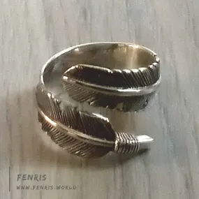 Feather Ring 925 Sterling Silver Spiral Mens & Womens