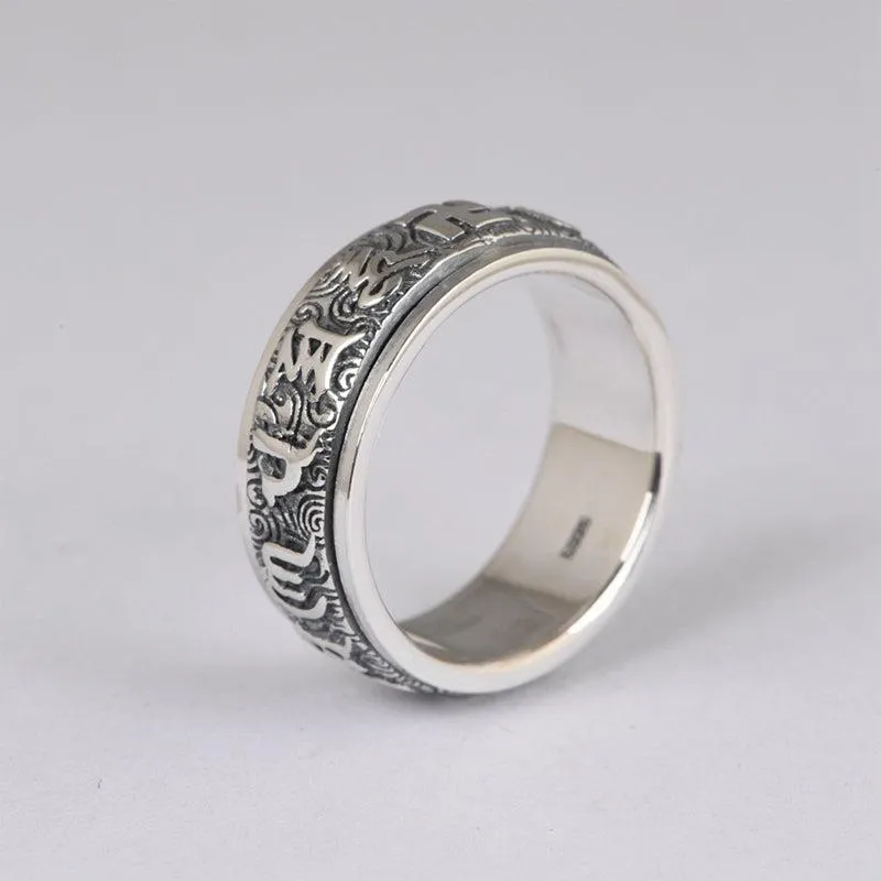 Fei Buddhism Scripture Spinner Ring