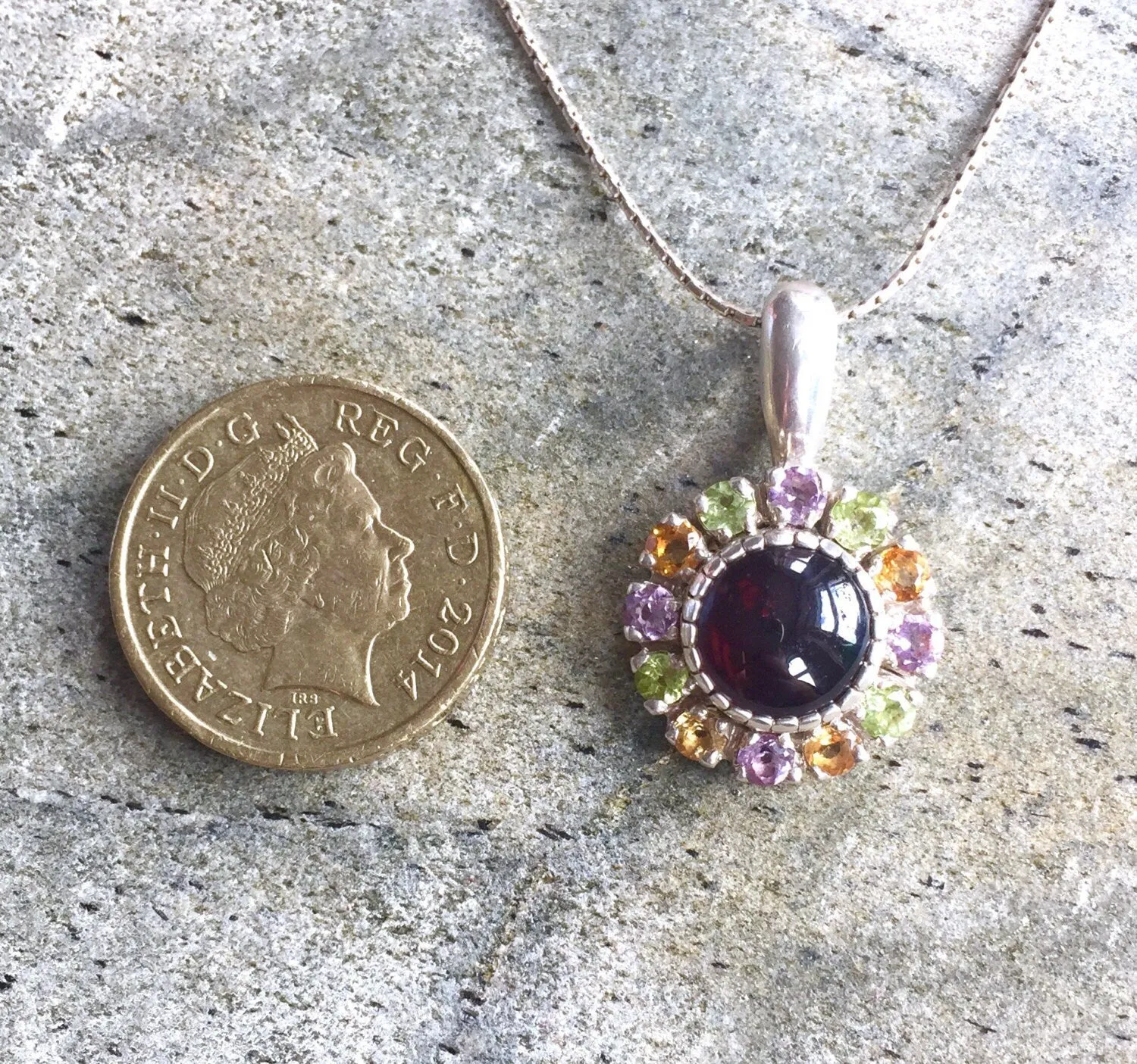 Flower Garnet Necklace - Genuine Garnet Statement Pendant - Mothers Birthstone Necklace