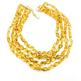 Four Strand Citrine Torsade Necklace