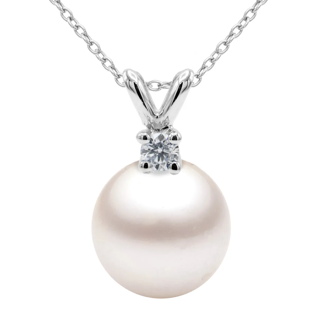 Freshwater Pearl And Diamond Pendant