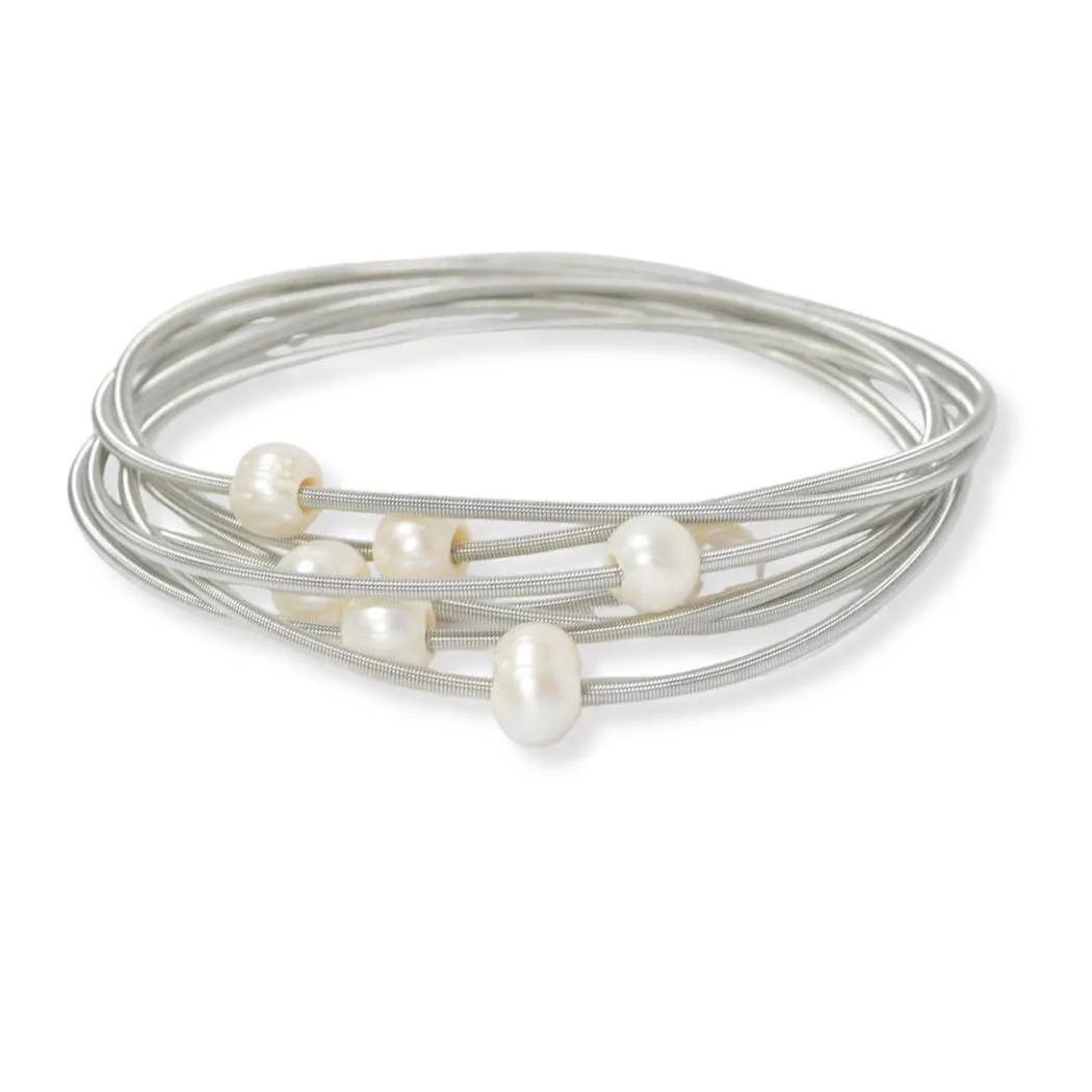 Freshwater pearl multi layered stretch bracelet