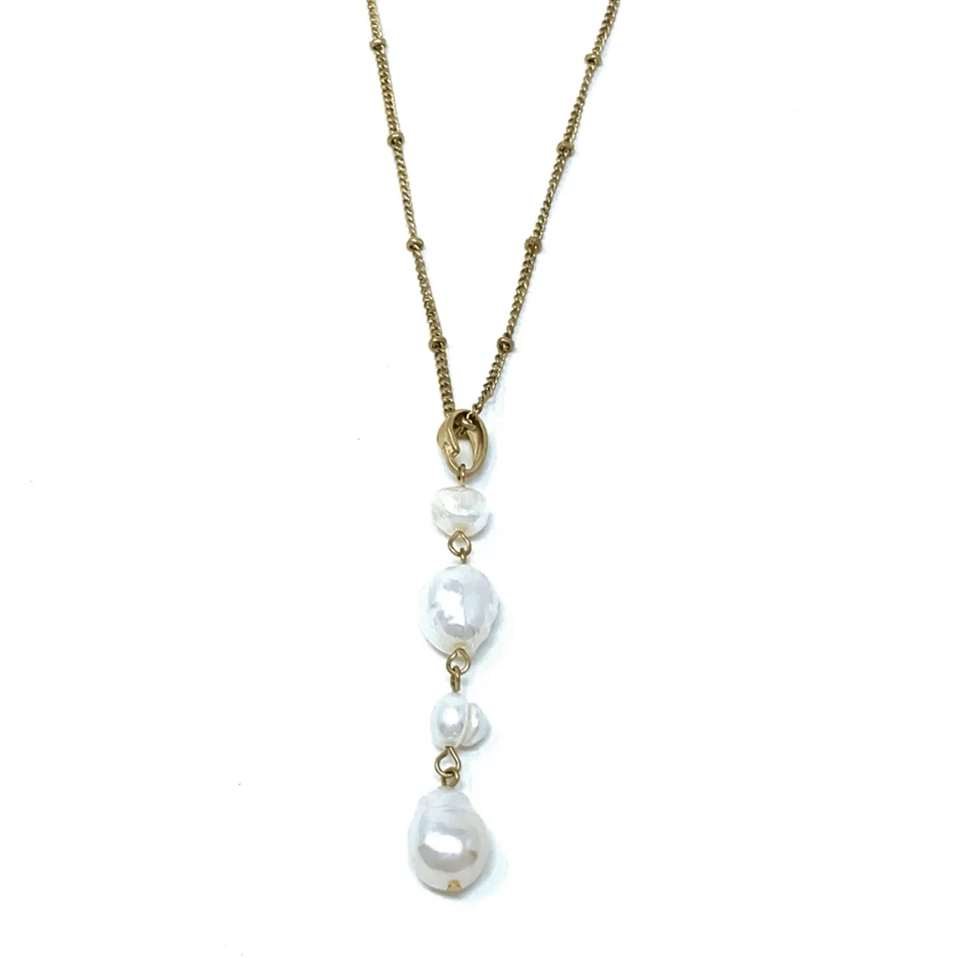 Freshwater Pearl Pendant Necklace On Gold Chain