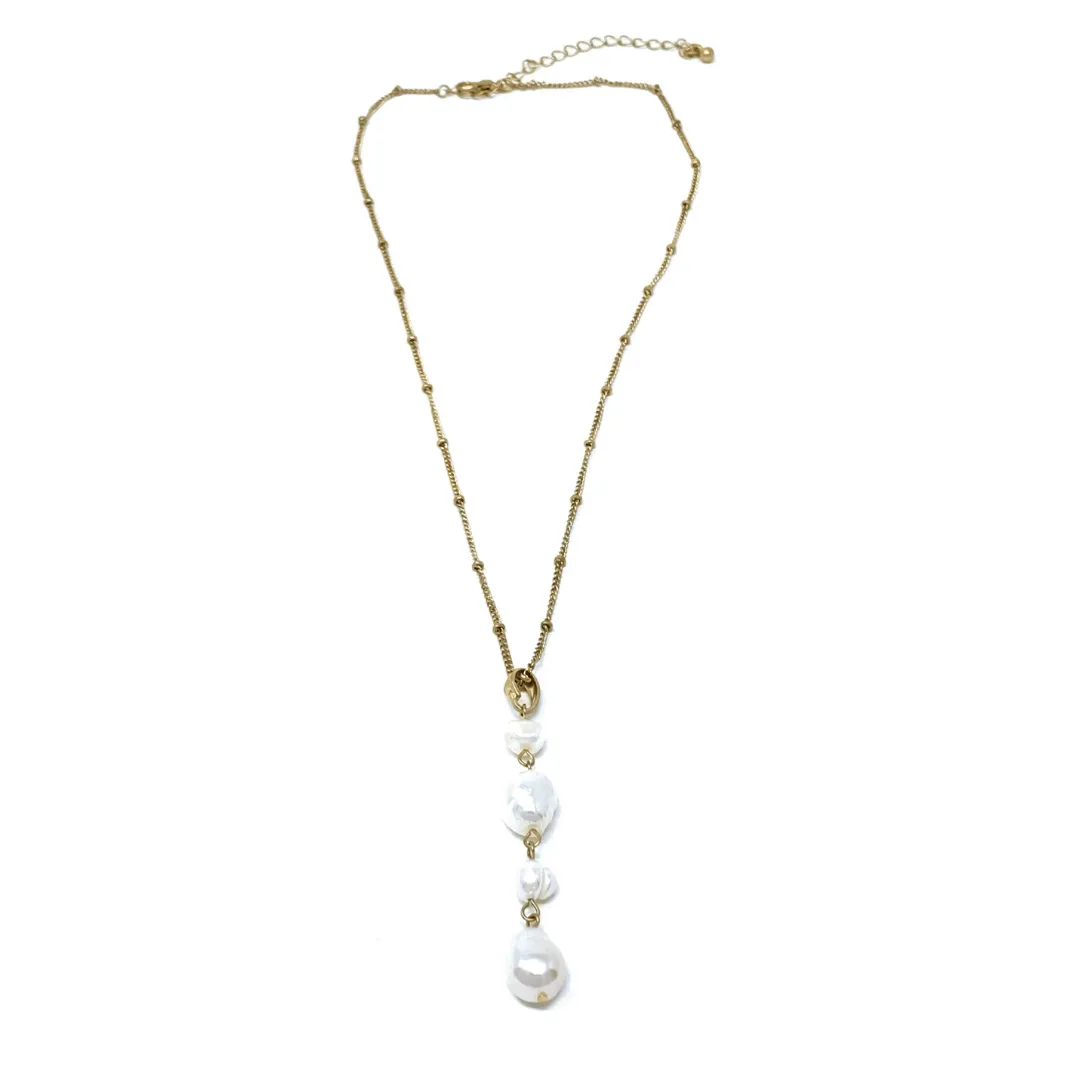 Freshwater Pearl Pendant Necklace On Gold Chain