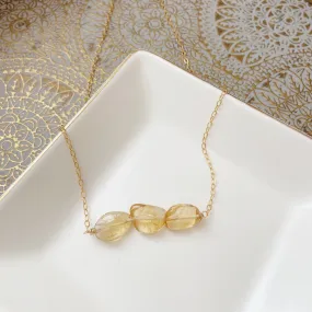 Full Heart - Golden Citrine Mid Length trio Necklace (17 inch) or bracelet