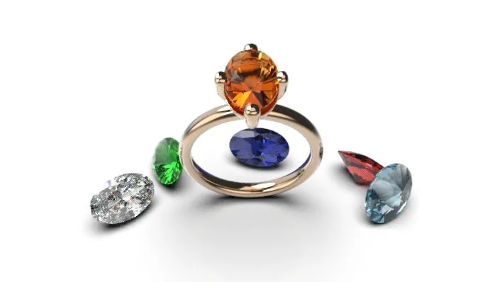 Genuine 9ct Yellow, White or Rose Gold Synthetic Gemstone Ring in your size.