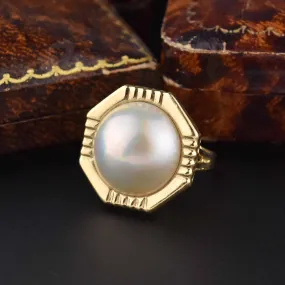 Geometric Octagon Mabe Pearl 14K Gold Ring