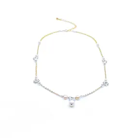 Gold and Silver Pearl Necklace