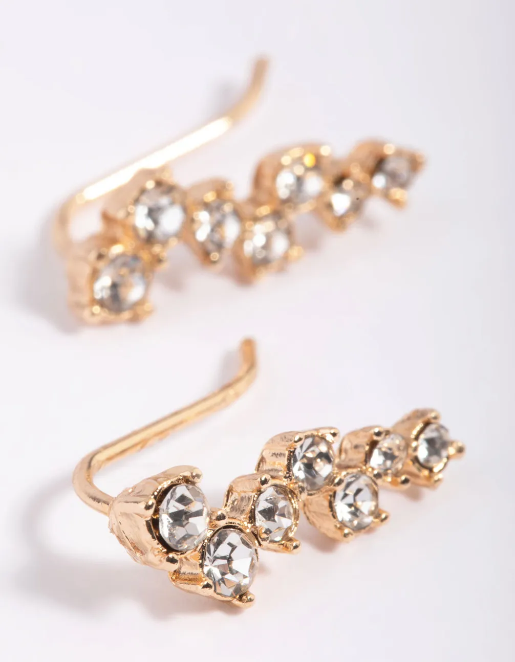 Gold Diamante Crawler Jacket Earrings