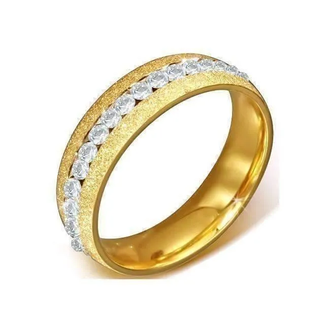 Gold Eternity Ring - Sun Blast Finish - 316 Stainless Steel Ring