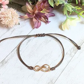 Gold Eternity Snake Symbol Waxed Cord surfer Bracelet