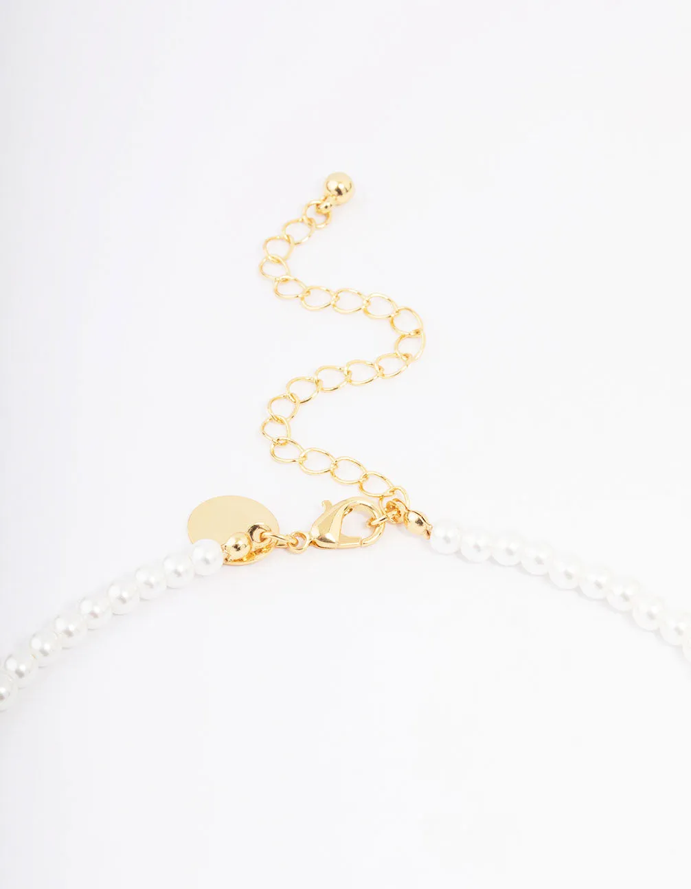 Gold Plated Letter M Initial & Pearl Pendant Necklace