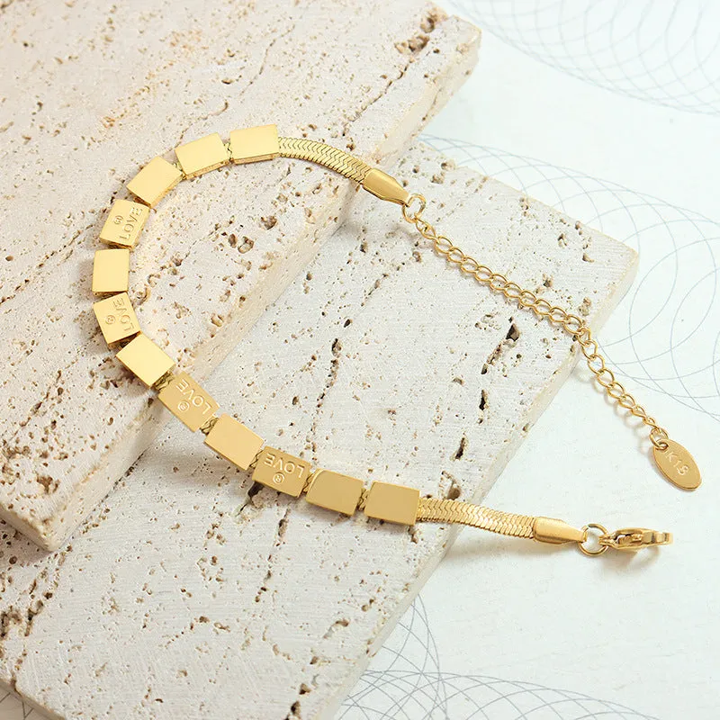 Gold Plated Titanium Steel LOVE Bracelet - Elegant Everyday Genie Collection