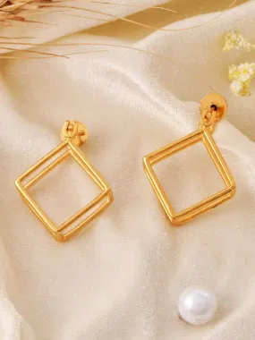 Gold Square Cube Hoops Huggies