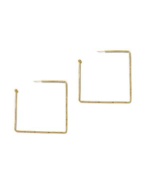 Gold Squaretastic Hoop Post Earrings