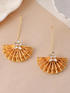 Golden Fan Stripped Hook Earring