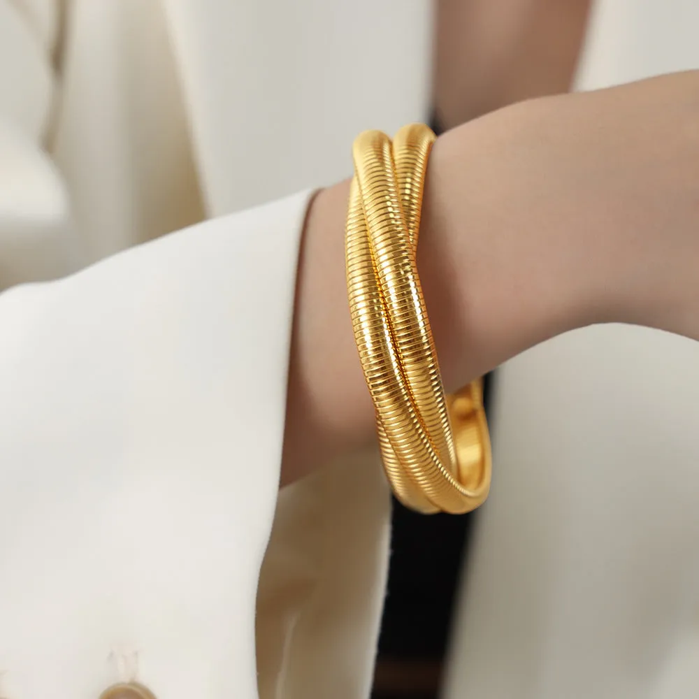 Golden Serpentine Layered Bracelet for Women by Planderful - Everyday Genie Collection