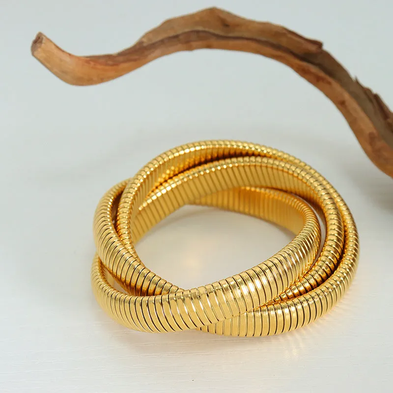 Golden Serpentine Layered Bracelet for Women by Planderful - Everyday Genie Collection